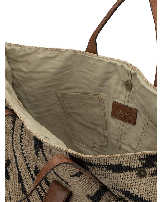 IBELIV Brown Laza Iizebra Raffia Handbag