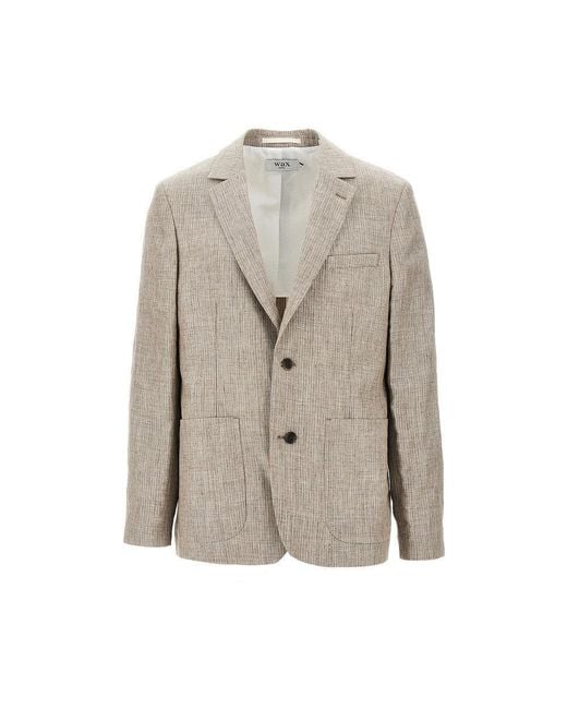 Wax London Gray 'Fintry' Striped Linen Blazer for men