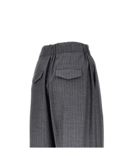 Jil Sander Gray Pinstriped Wool Pants