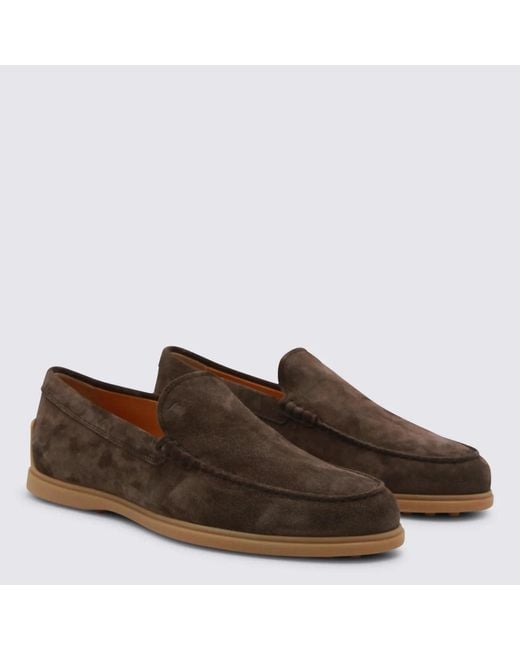 Tod's Brown Suede Leather Loafers for men