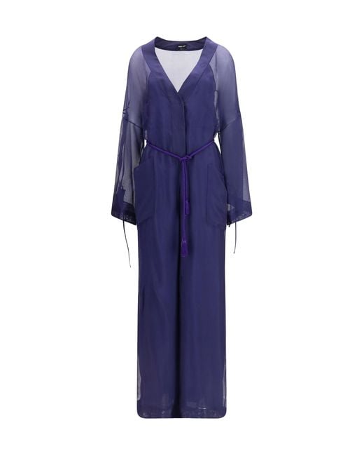Giorgio Armani Blue Viscose And Silk Gauze Jumpsuit