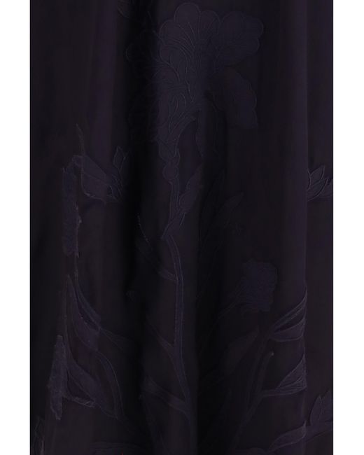 Forte_forte Blue Forte_Forte Crêpe De Chine Dress With Iris Velvet Embroidery