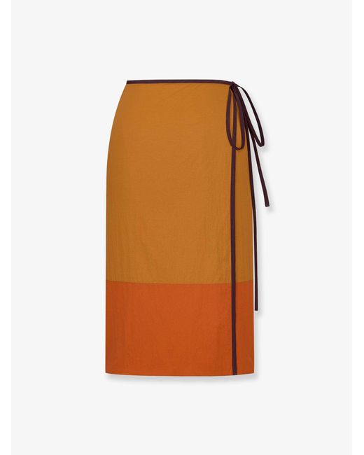Saint Laurent Orange Nylon Pencil Skirt
