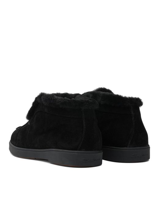 Santoni Black Fortune Loafers