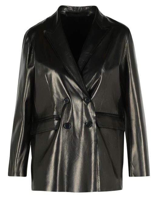 Salvatore Santoro Black Leather Blazer