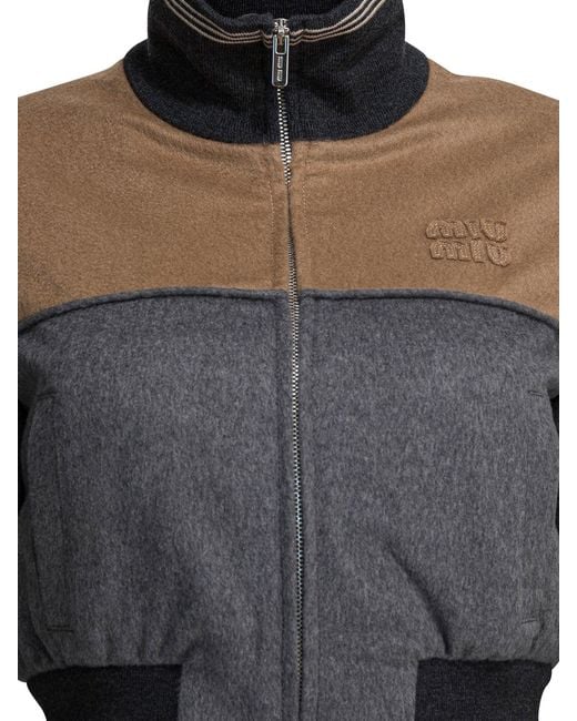 Miu Miu Black Wool And Cashmere Bomber Jacket
