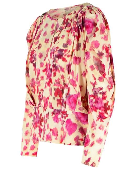 Isabel Marant Pink 'Zarga' Stretch Silk Blouse