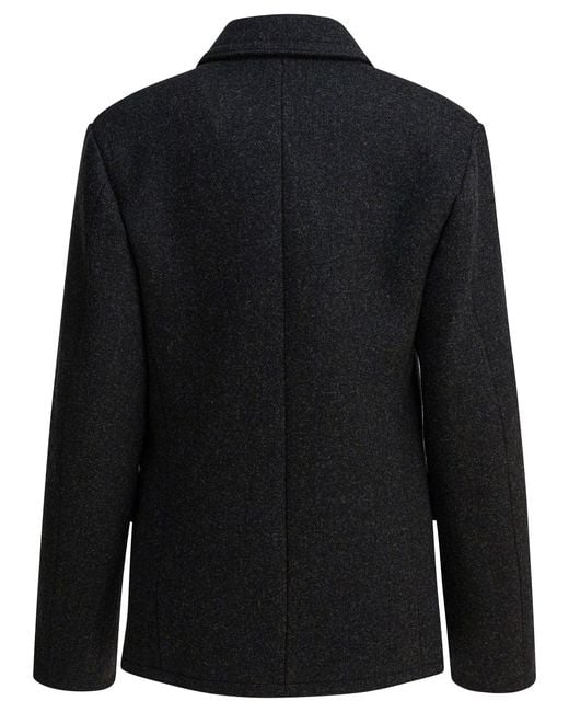 Auralee Black Wool Coat Jackets And Coats Grey for men