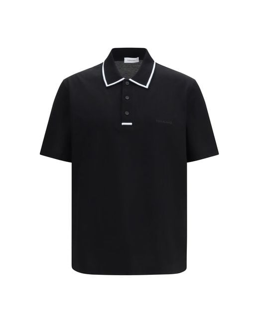 Ferragamo Black Stripe-Detail Polo Shirt for men