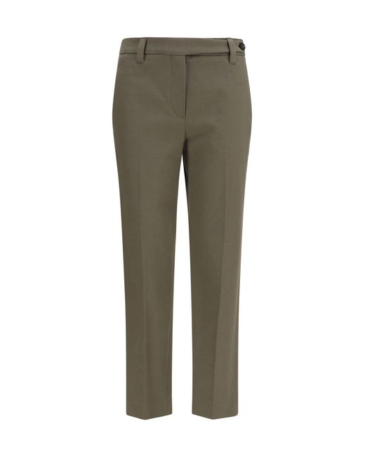 Brunello Cucinelli Green Tailored Cotton Pants