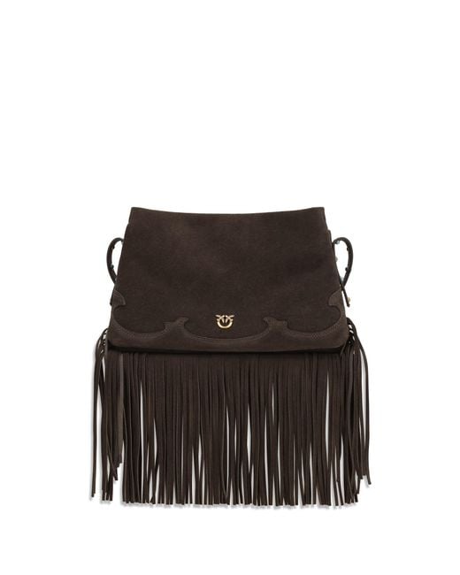 Pinko Black Shoulder Bag Suede