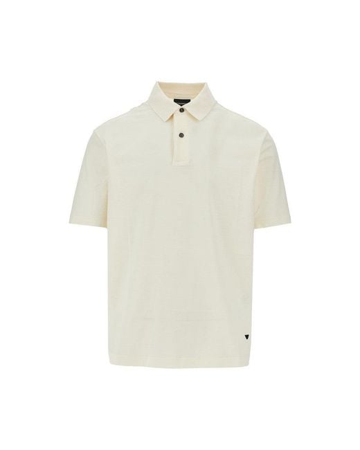 Emporio Armani White Cotton Jersey Polo Shirt for men
