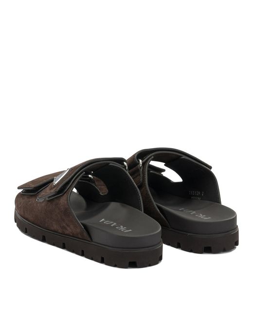 Prada Black Suede Slides