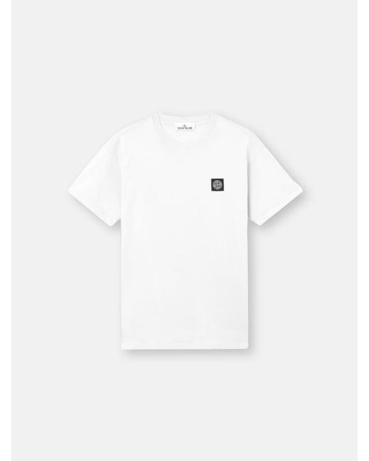 Stone Island White T-Shirt With Compass Patch for men