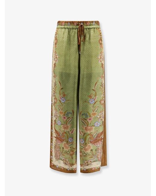 Zimmermann Green Trousers Indra Silk