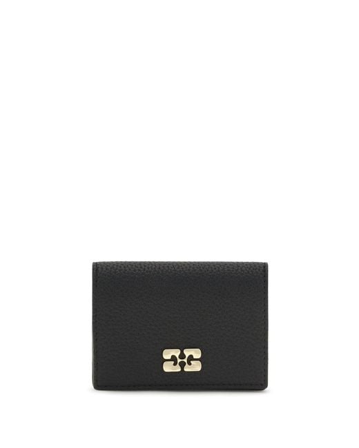 Ganni White Bou Card Holder With Flap Grained