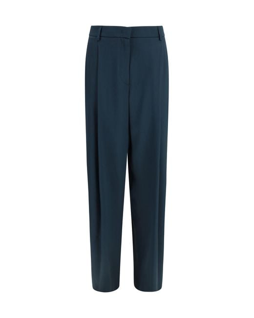Giorgio Armani Blue Pleated Silk Pants