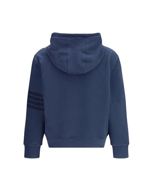 Thom Browne Blue Cotton Hoodie for men