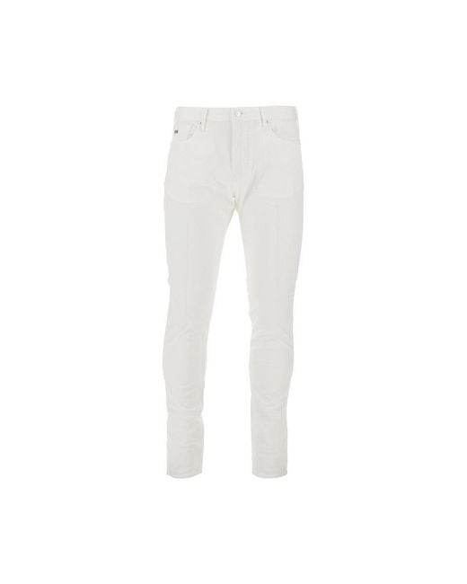 Emporio Armani White Stretch Canvas J06 Pants for men