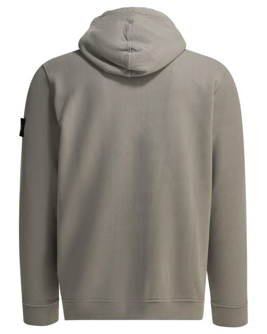 Stone Island Gray Hooded Zip Sweatshirt for men