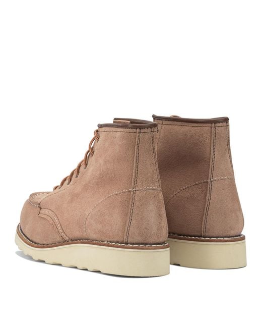 Red Wing Brown "6' Moc Toe 3319 Dusty Rose Abilene" Lace-Up Ankle Boots