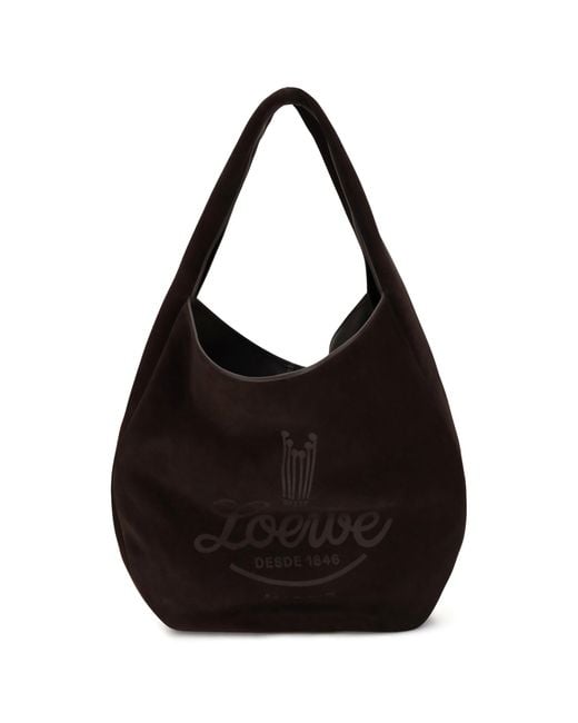 Loewe Black Roomy Suede Calfskin Hobo Shoulder Bag for men