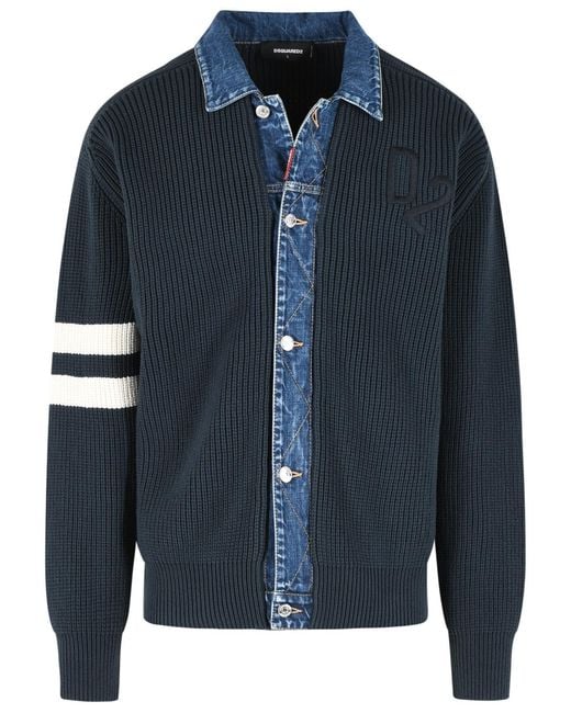 DSquared² Blue Cotton Blend Sweater for men