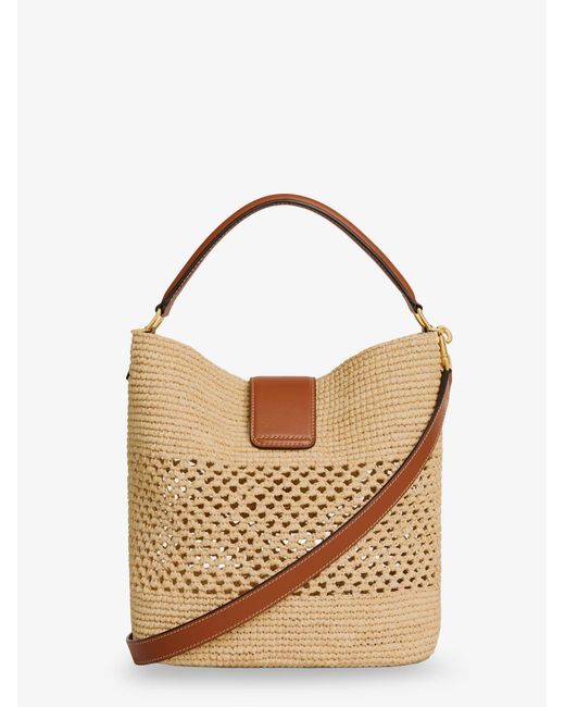 Céline Metallic Louis Raffia And Leather Bucket Bag