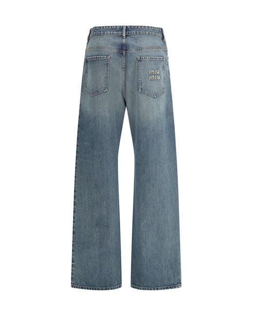 Miu Miu Blue Regular-Fit Denim Jeans