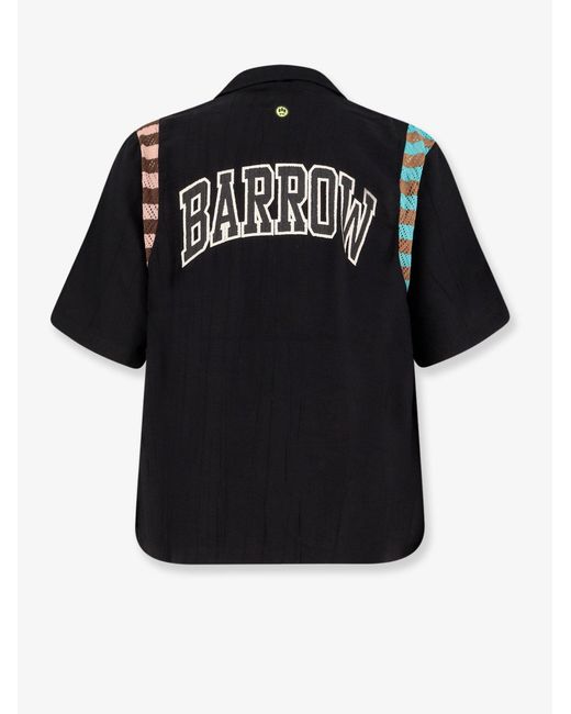 Barrow Black Viscose Blend Shirt With Logo Print for men