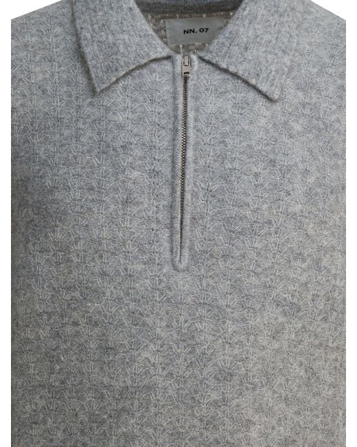 NN07 Gray "Alfie" Alpaca Blend Polo Sweater for men