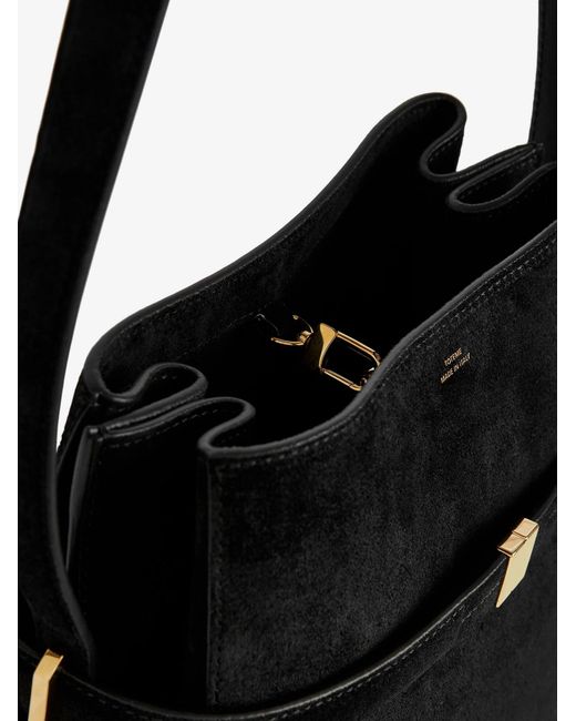 Totême  Black Belted Suede Bucket Bag