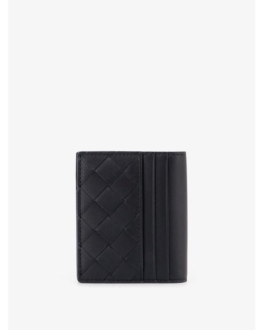 Bottega Veneta Black Leather Card Holder With Intrecciato Motif for men