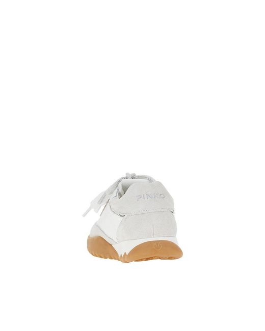Pinko White Suede Leather And Nylon Sneakers