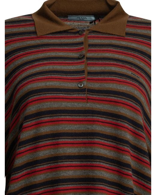 Prada Brown Cashmere Polo Sweater