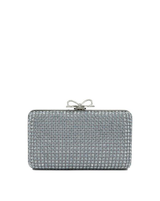 Self-Portrait Gray Clutch With Crystals