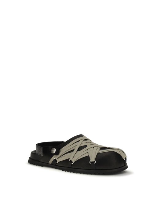 Rick Owens White Mules Megalace Leather