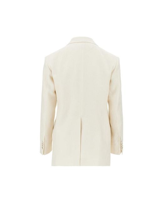 Tagliatore White Double-Breasted Linen Twill Jacket