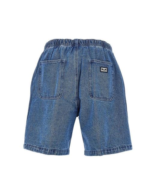 Obey Blue Easy Denim Shorts for men