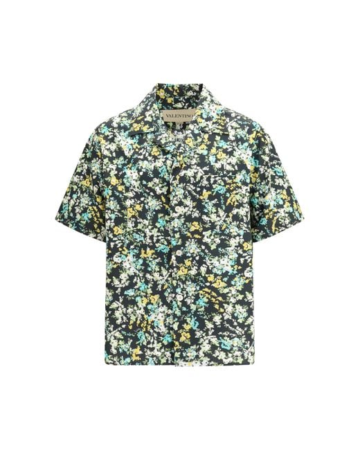 Valentino Green Shirt With An All-Over Papier Floral for men