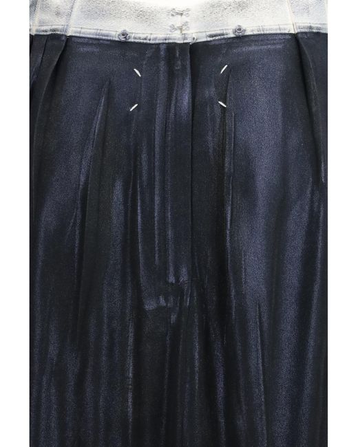 Margiela Blue Foil-Treated Midi Skirt