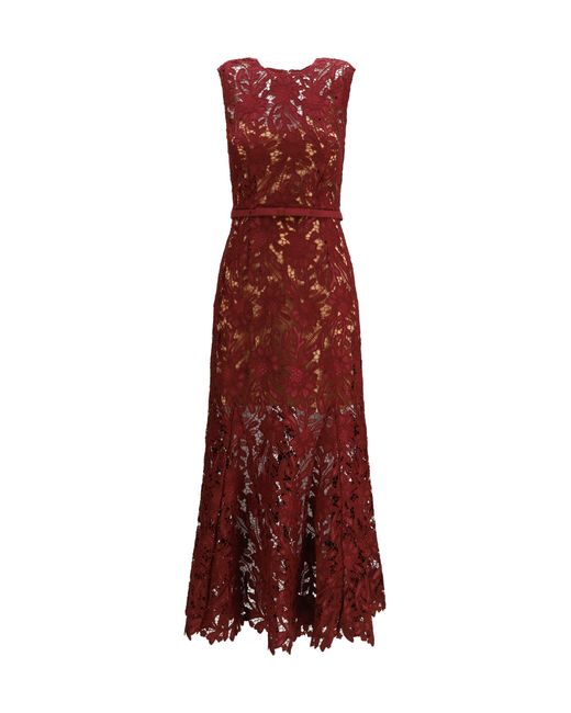 Women's Purple Guipure Lace Midi Dress