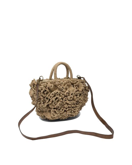 IBELIV Metallic Coraltea Raffia Handbag