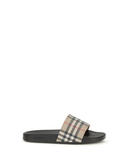 Burberry White Check Slides for men