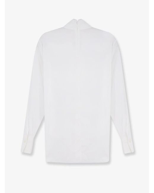 Brunello Cucinelli White Cotton Blend Shirt With Monili Detail