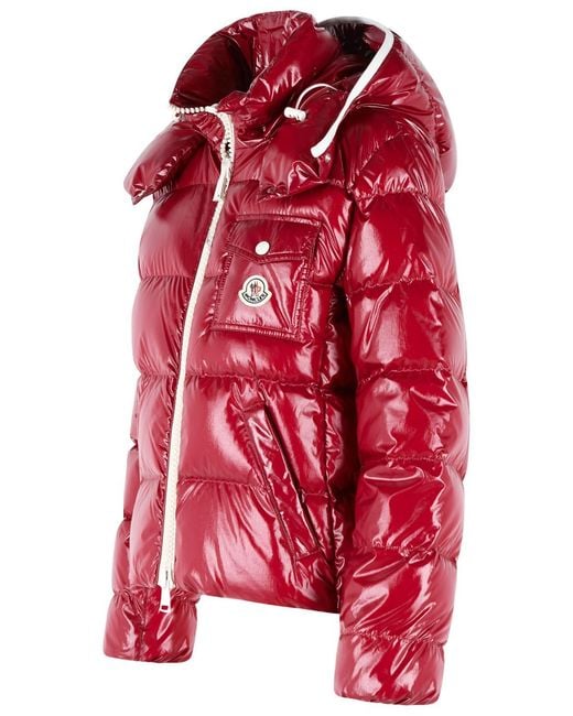 Moncler Red Short 'Andro' Hooded Down Jacket