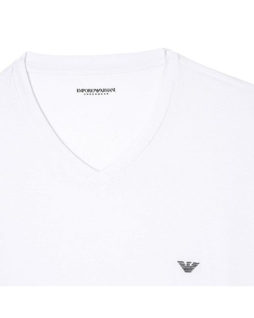 EA BODYWEAR White Stretch Modal T-Shirt With Logo Embroidery for men