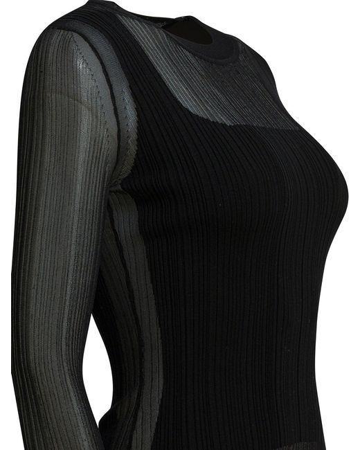 Max Mara Black Viscose Crewneck T-Shirt