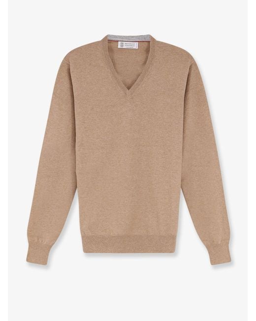 Brunello Cucinelli White Cashmere Sweater for men