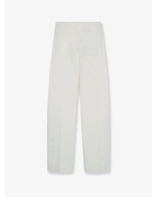 The Row White Galileo Cotton And Silk Trousers